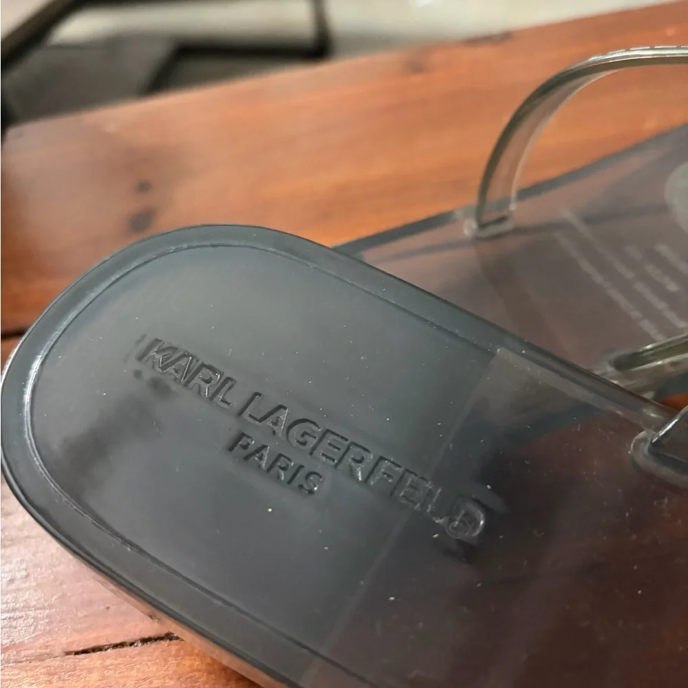 NWT Karl Lagerfeld Women's Transparent Sandals IN Clear Black - Picture 4 of 6